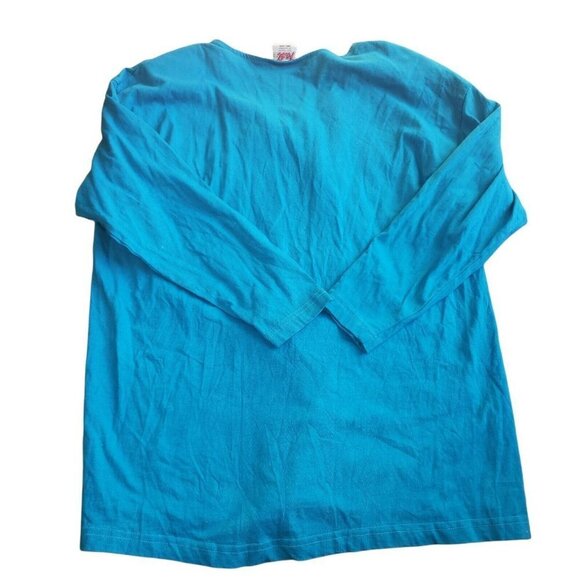 Vintage Knit Top Long Sleeve Blue Puffy Paint Leaves Grapes OS Funky 80s Costume - Picture 2 of 8